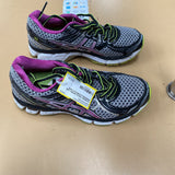 WOMENS ASICS SHOES LIME GREEN/BLK/PURPLE 5
