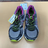 WOMENS ASICS SHOES LIME GREEN/BLK/PURPLE 5