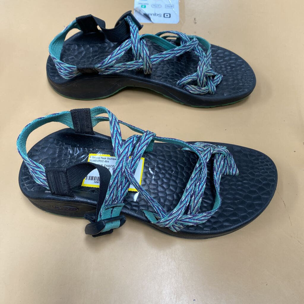 WOMENS CHACO SANDALS AQUA/PURPLE 7