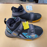 BOYS NIKE LEBRON SHOES GREY/CYAN/YELLOW 6Y