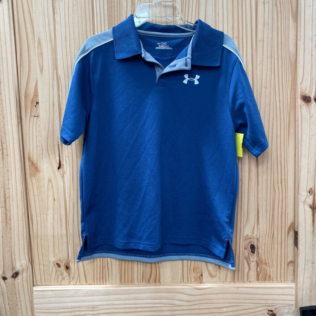 BOYS UNDER ARMOUR BLUE/GREY POLO SHIRT YLG 10