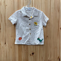 BOYS OLD NAVY LT BEIGE SHIRT W/FLOWERS/DINO 3T