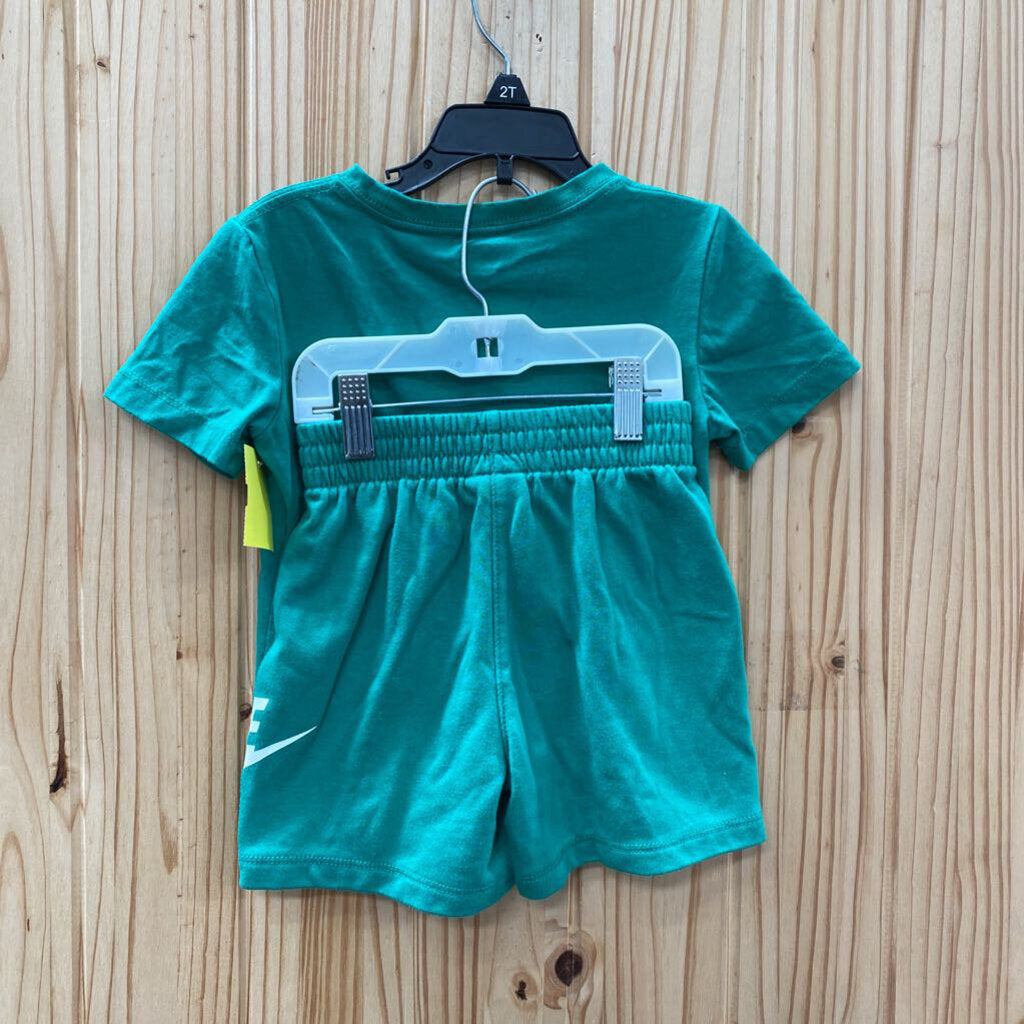 BOYS NIKE 2PC SET GREEN/WHITE 4T