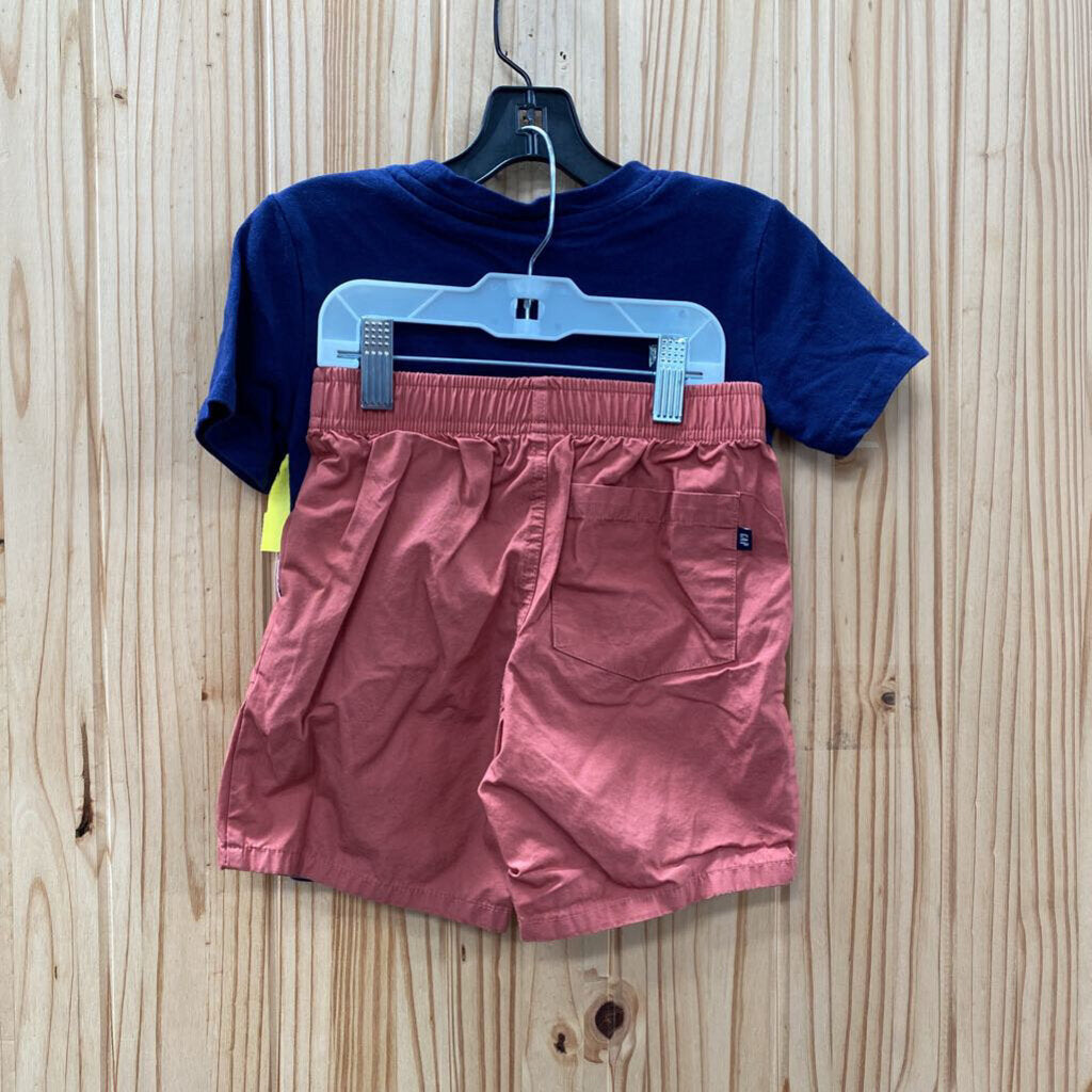 BOYS GAP 2PC SET IM A CATCH W/SHARK NAVY BLUE/CORAL 4T