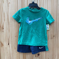 BOYS NIKE 2PC SET GREEN/NAVY BLUE/SKY BLUE 3T (SPOTS)