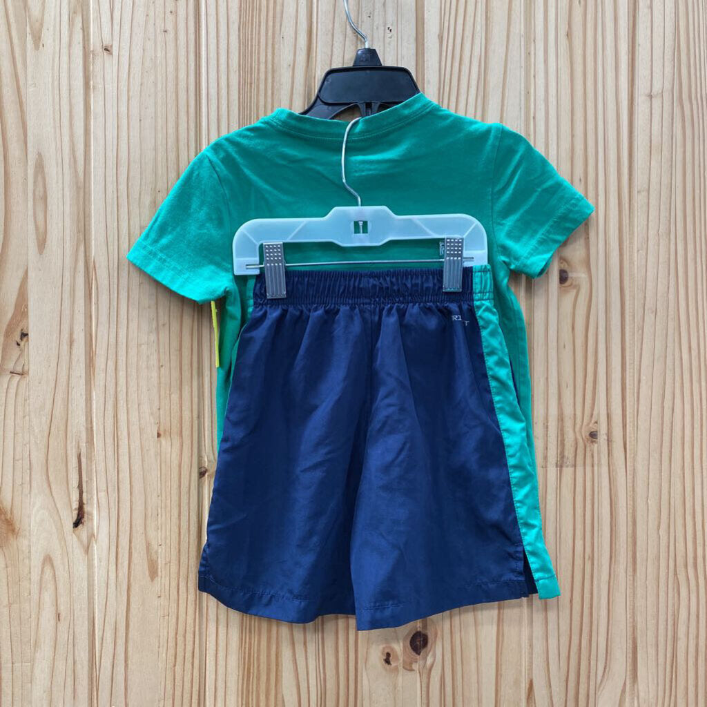 BOYS NIKE 2PC SET GREEN/NAVY BLUE/SKY BLUE 3T (SPOTS)