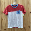 BOYS US POLO SHIRT CORAL/WHITE/NAVY BLUE SHIRT L 10/12