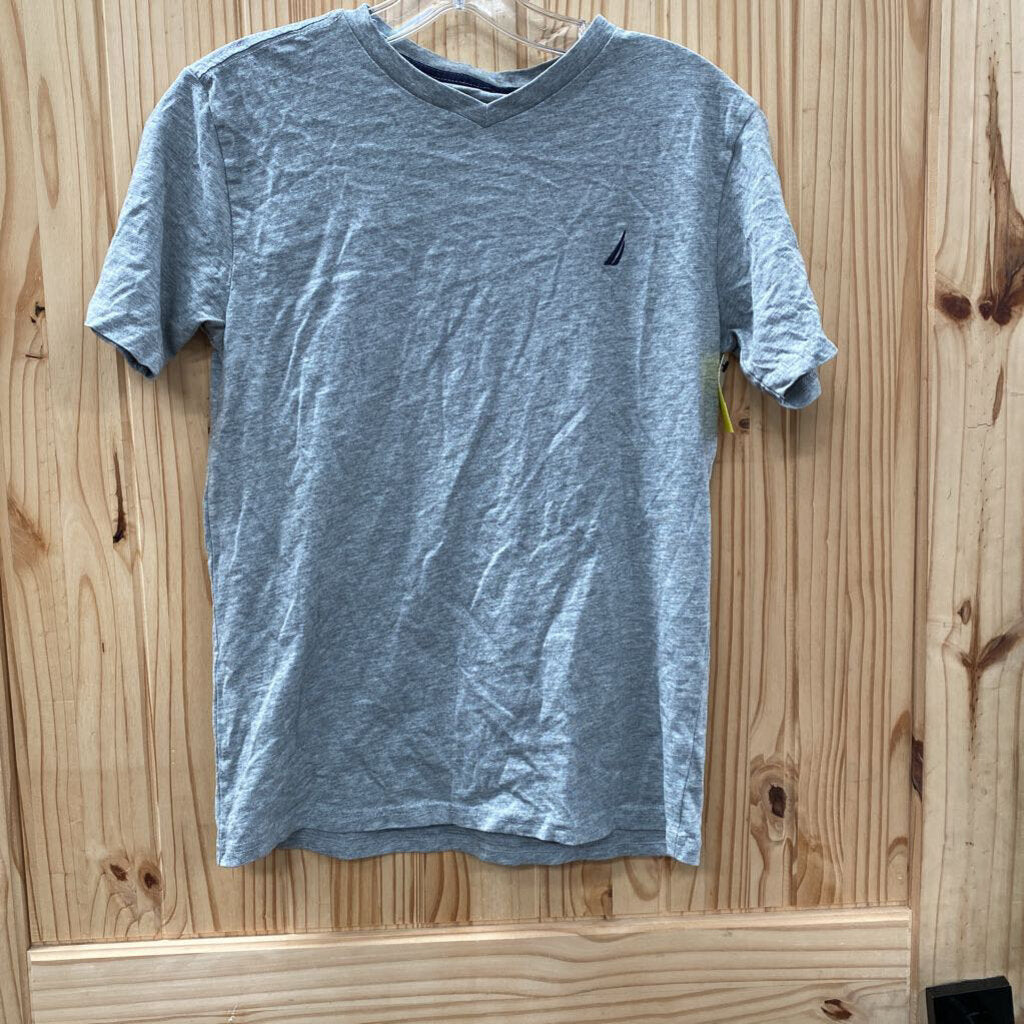BOYS NAUTICA SHIRT GREY/NAVY BLUE L 14/16