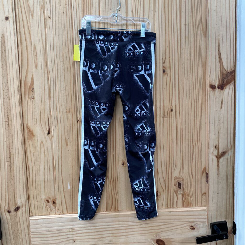 GIRLS ADIDAS LEGGINGS BLK/WHITE S 7/8