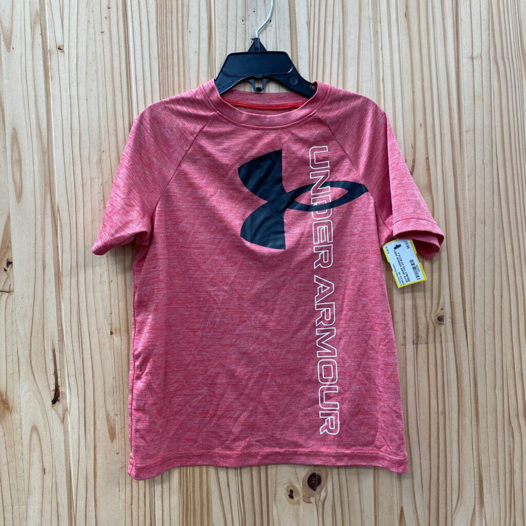 BOYS UNDER ARMOUR SHIRT RED/BLK YXS 4/5