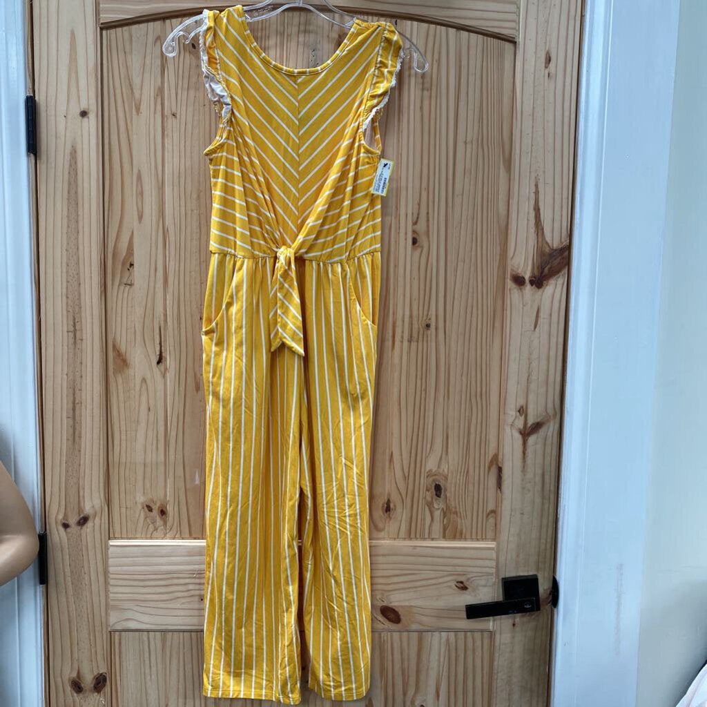 GIRLS LILT GOLDEN YELLOW/WHITE STRIPE SL ROMPER 14