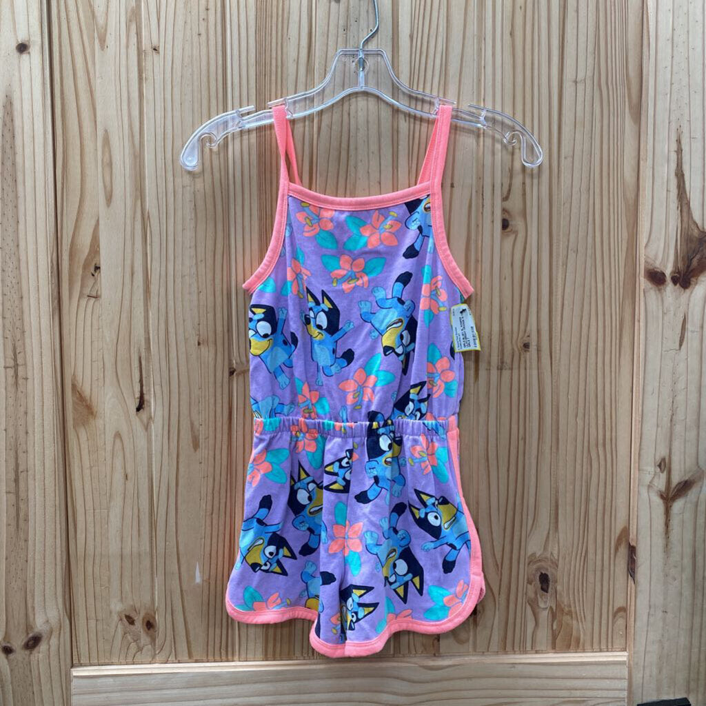 GIRLS BLUEY SL ROMPER LILAC/BRIGHT ORANGE M 7/8