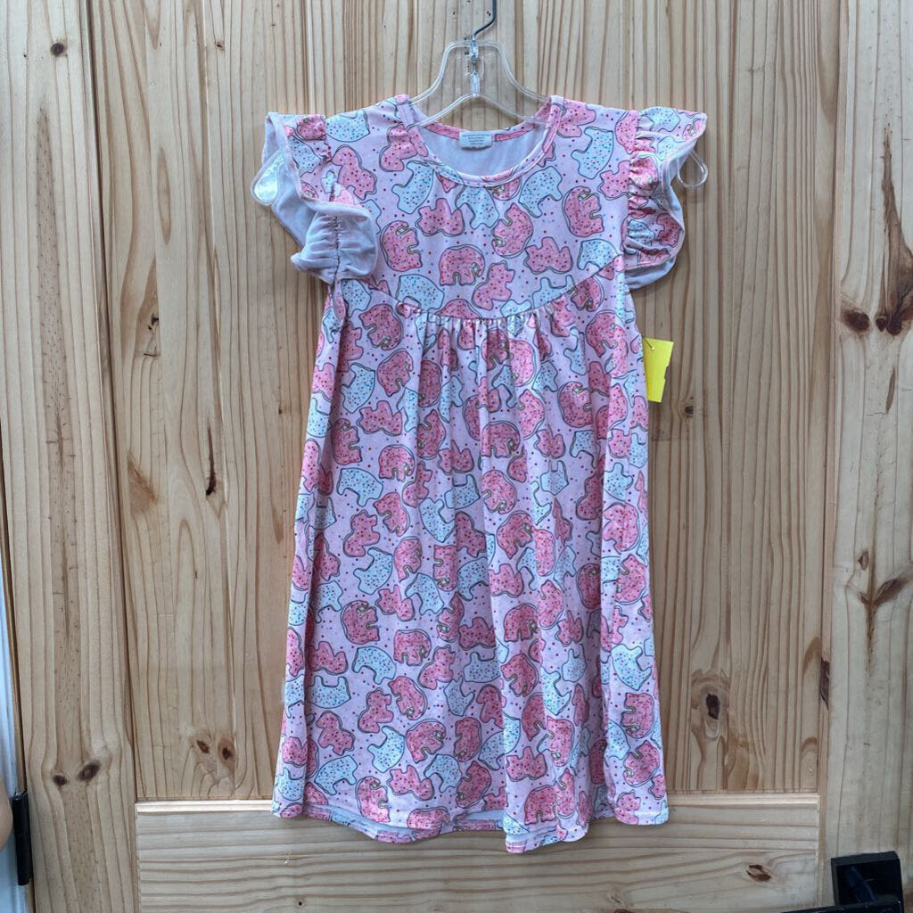 GIRLS PINK FROSTED ANIMAL CRACKERS DRESS 5XL 10/12