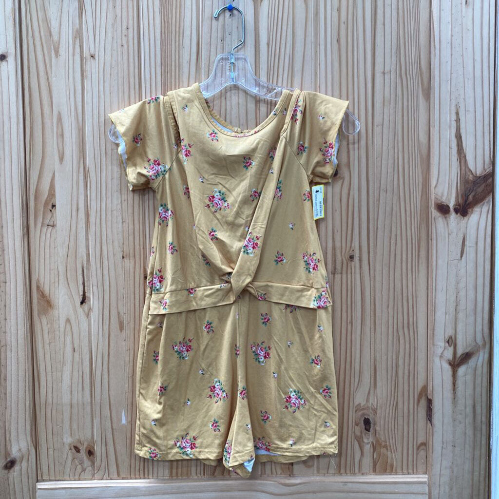 GIRLS BEAUTEES GOLDEN YELLOW FLORAL ROMPER 12