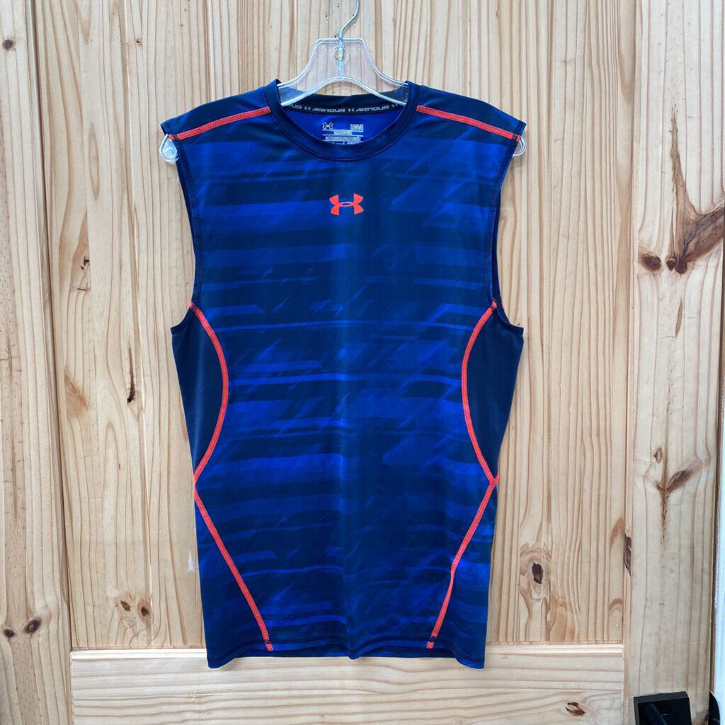MENS UNDER ARMOUR TANK BLUE/BRIGHT ORANGE L