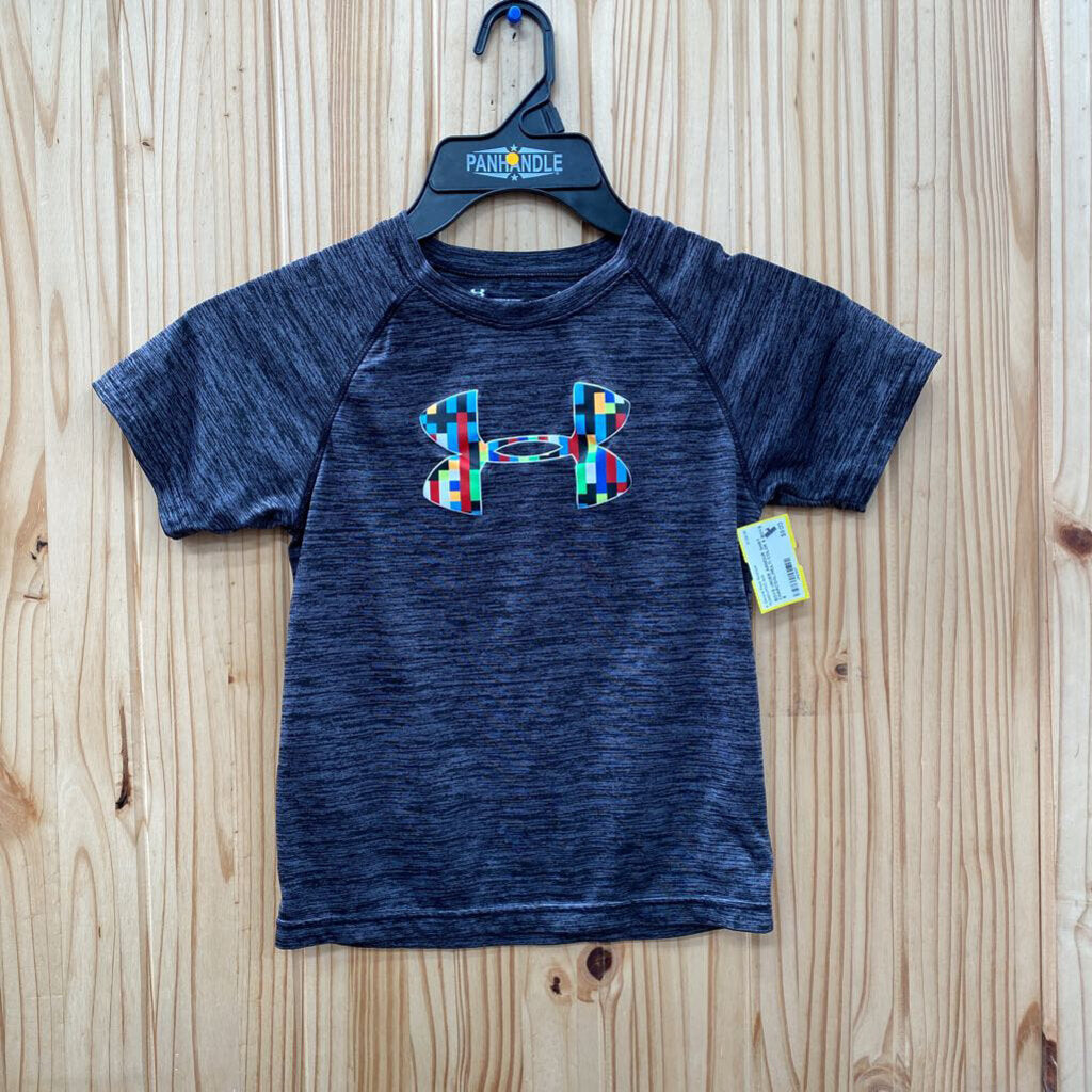 BOYS UNDER ARMOUR SHIRT CHARCOAL/MULTI COLOR 6