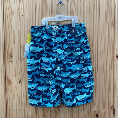 BOYS GAP KIDS SWIM TRUNKS CYAN/TEAL W/SHARKS XL 14 NWT