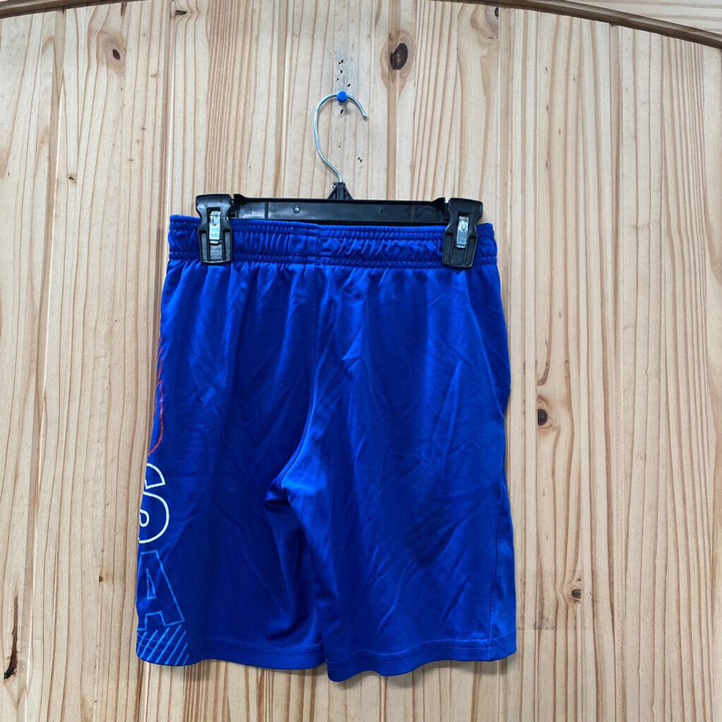 BOYS UNDER ARMOUR SHORTS ROYAL BLUE/RED YXS 4/5