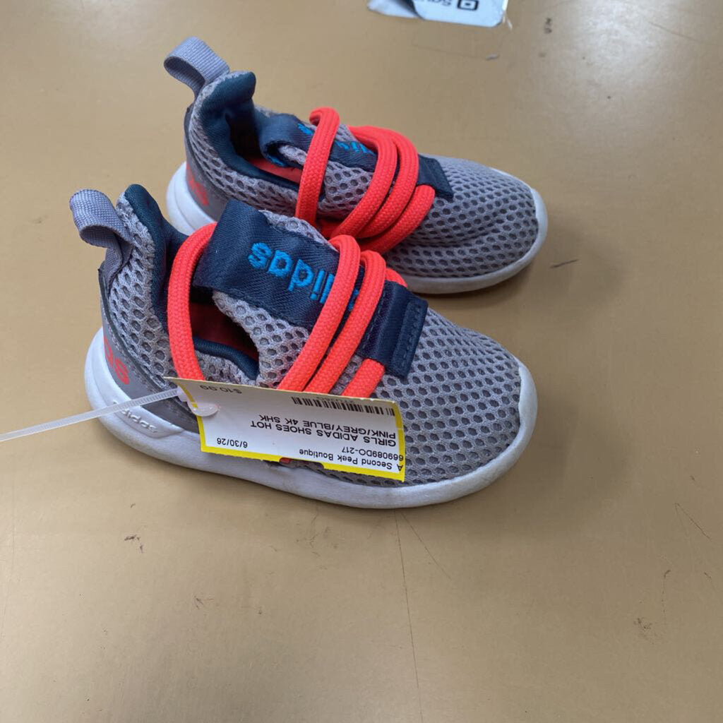 GIRLS ADIDAS SHOES HOT PINK/GREY/BLUE 4K