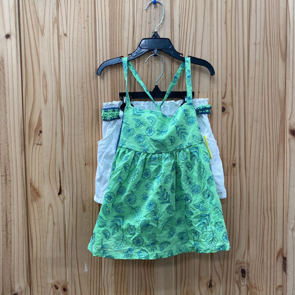 GIRLS SIGRID OLSEN 2PC SET LIME GREEN/CYAN/WHITE M 7/8
