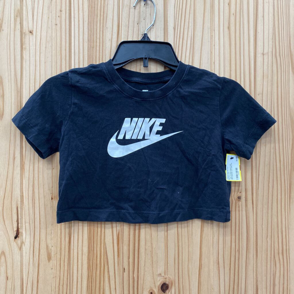 GIRLS NIKE CROP TOP BLK/WHITE S 8