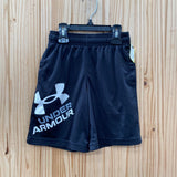 BOYS UNDER ARMOUR SHORTS BLK/WHITE/GREY YXS 4
