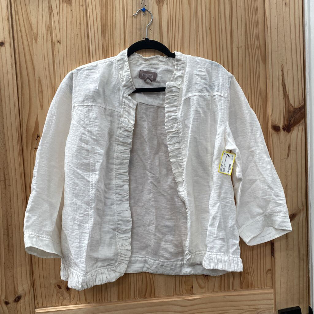 CHICOS 2 L/XL WHITE CASUAL BLAZER
