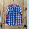 MENS COLUMBIA PFG PINK/WHITE/BLUE SHIRT M