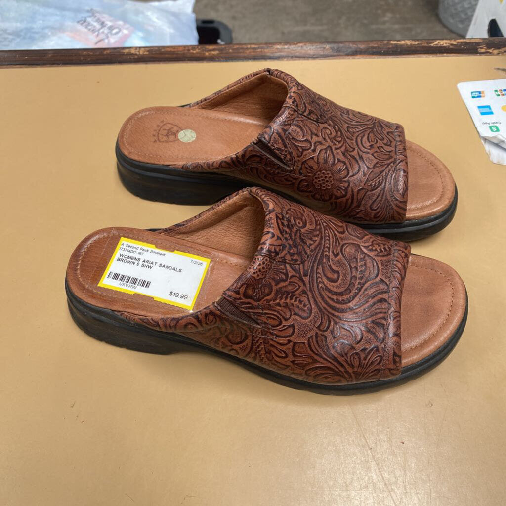 WOMENS ARIAT SANDALS BROWN 6