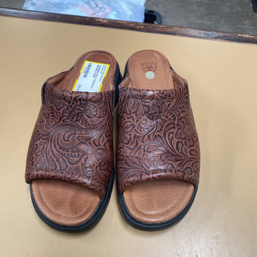WOMENS ARIAT SANDALS BROWN 6