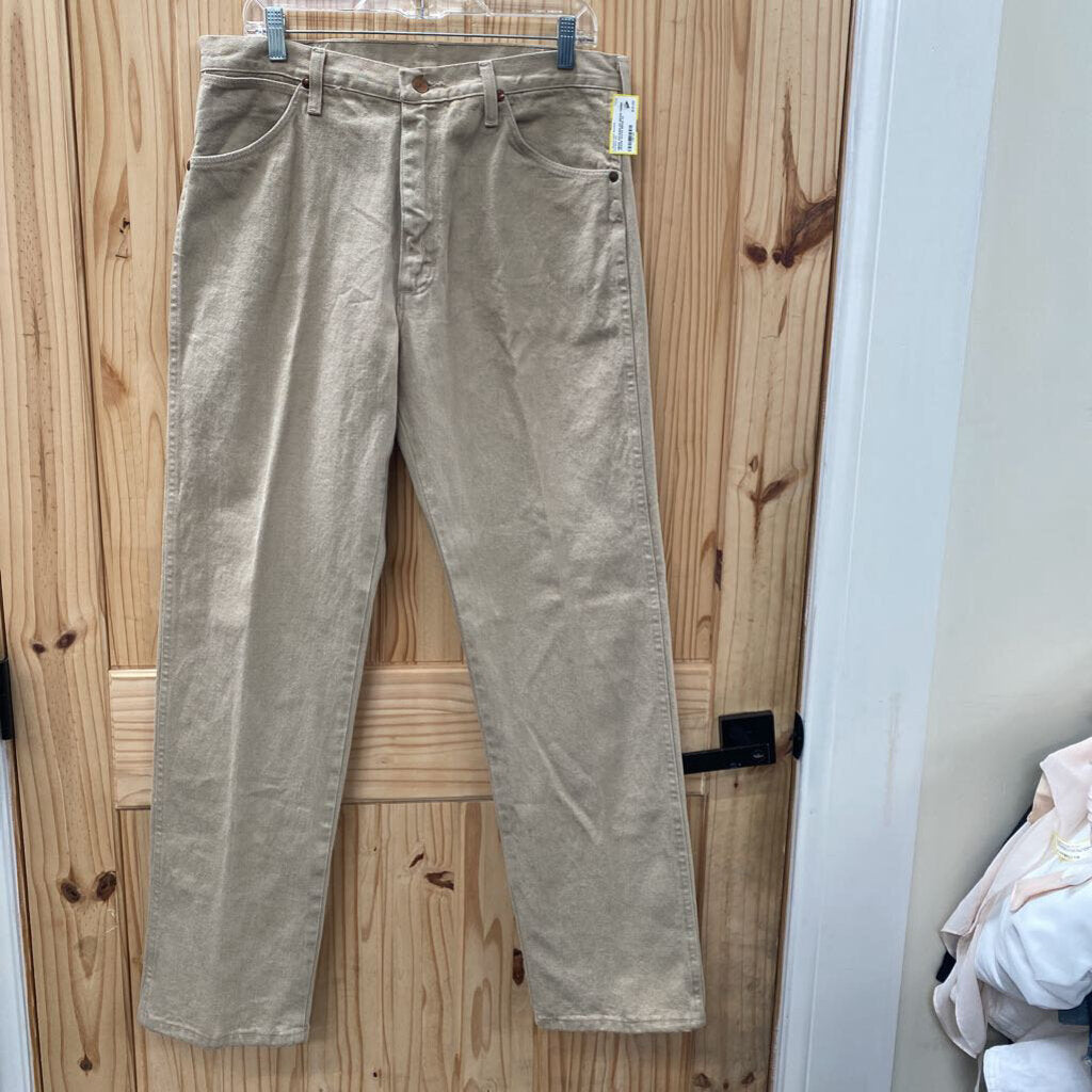 MENS WRANGLER BEIGE DENIM JEANS 34X32