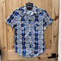 MENS ROCK N ROLL BLUE/WHITE PEARL SNAP SHIRT M