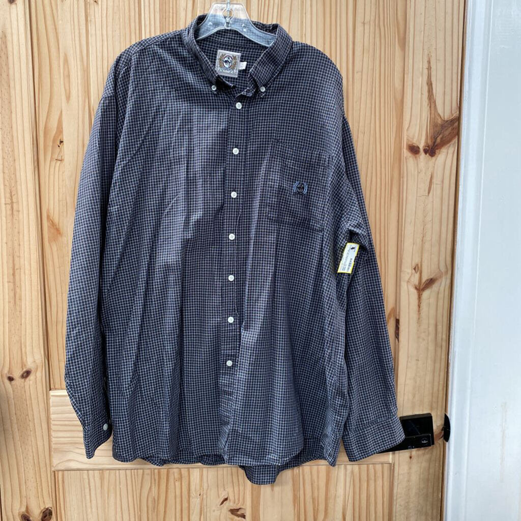 MENS CINCH LS BUTTON UP SHIRT BLK/WHITE/BLUE STRIPE XL