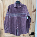 MENS ROUGH STOCK PANHANDLE LS WINE/WHITE/NAY BLUE BUTTON UP SHIRT M