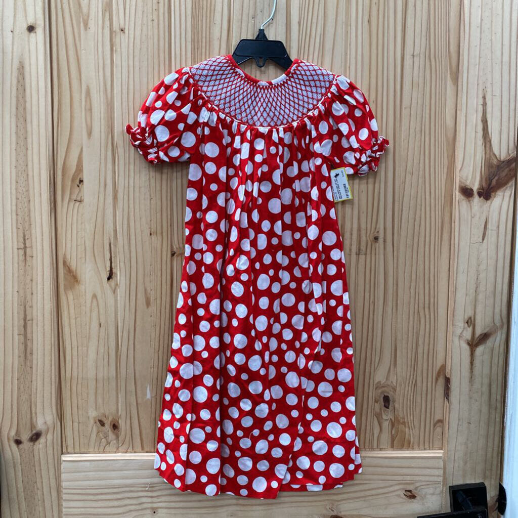 GIRLS SMOCKED OR NOT RED/WHITE DRESS 5