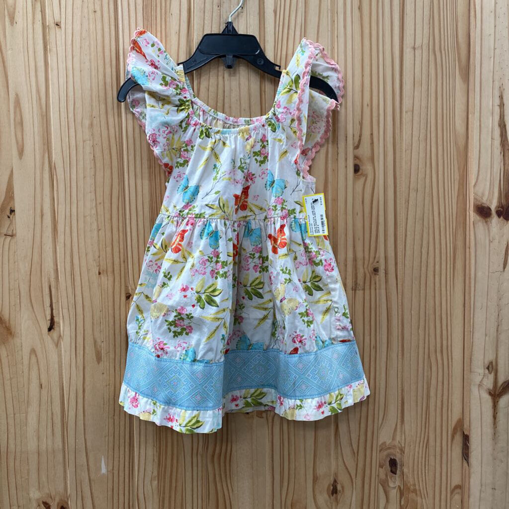 GIRLS MATILDA JANE DRESS WHITE DRESS W/BUTTERFLIES 6