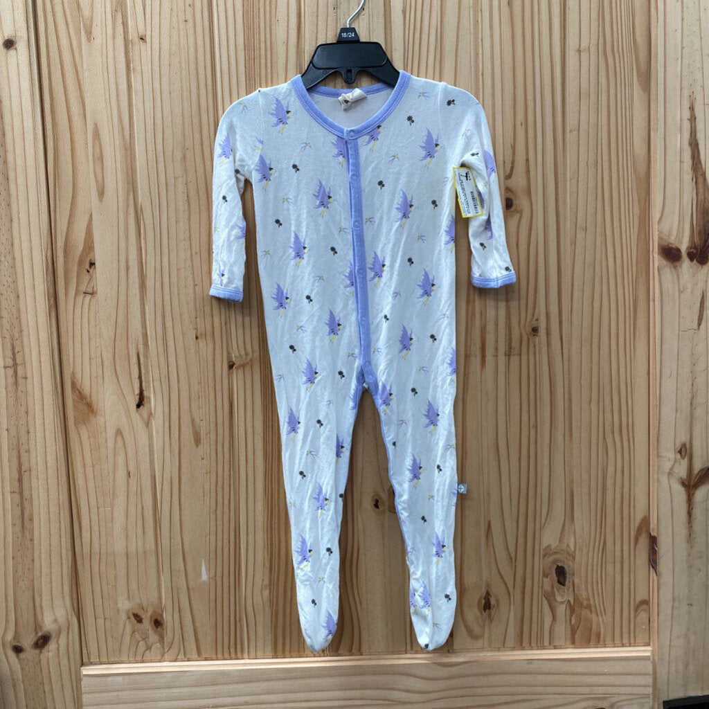 GIRLS KYTE LS SLEEPER WHITE W/FAIRIES 6/12M