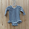 GIRLS KATE QUINN BLK/TAUPE LS ONESIE SHIRT 6/12M