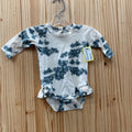 GIRLS KATE QUINN BEIGE/GREEN LS ONESIE SHIRT 3/6M