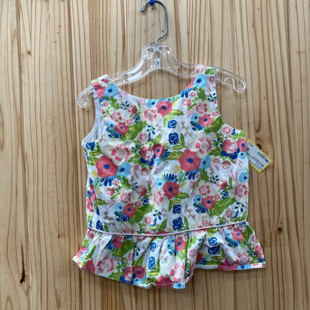 GIRLS RUFFLE BUTTS SL FLORAL TOP 4T