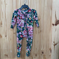 GIRLS POSH PEANUT E DK GREEN FLORAL SLEEPER 6/9M