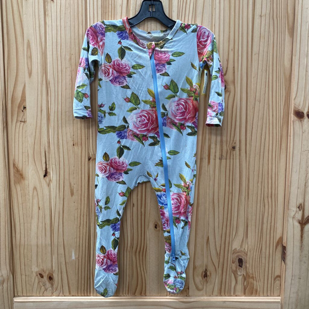 GIRLS HAPIU SKY BLUE FLORAL LS SLEEPER 12/18M