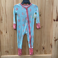 GIRLS SKY BLUE/PINK LS SLEEPER W/SEA HORSES 6/9M
