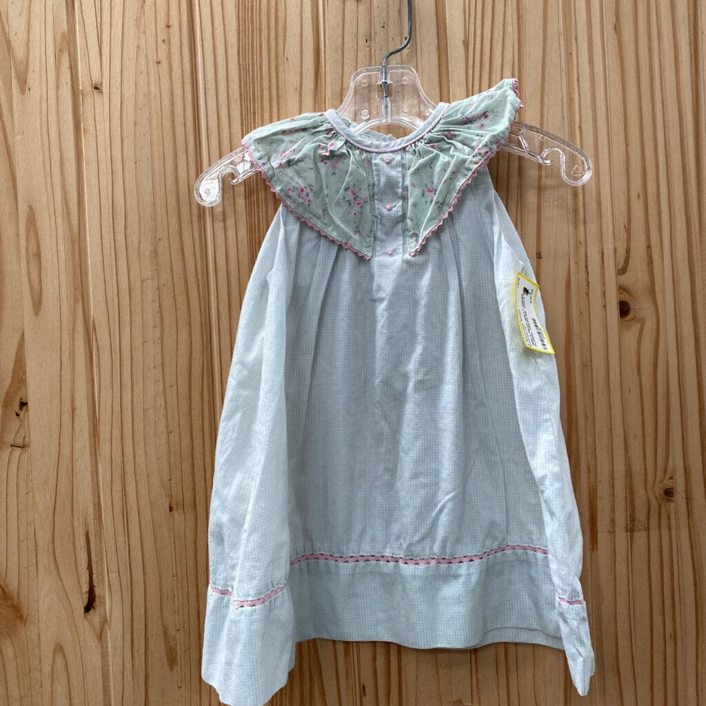 GIRLS PETIT AMI LT GREEN FLORAL DRESS 6M