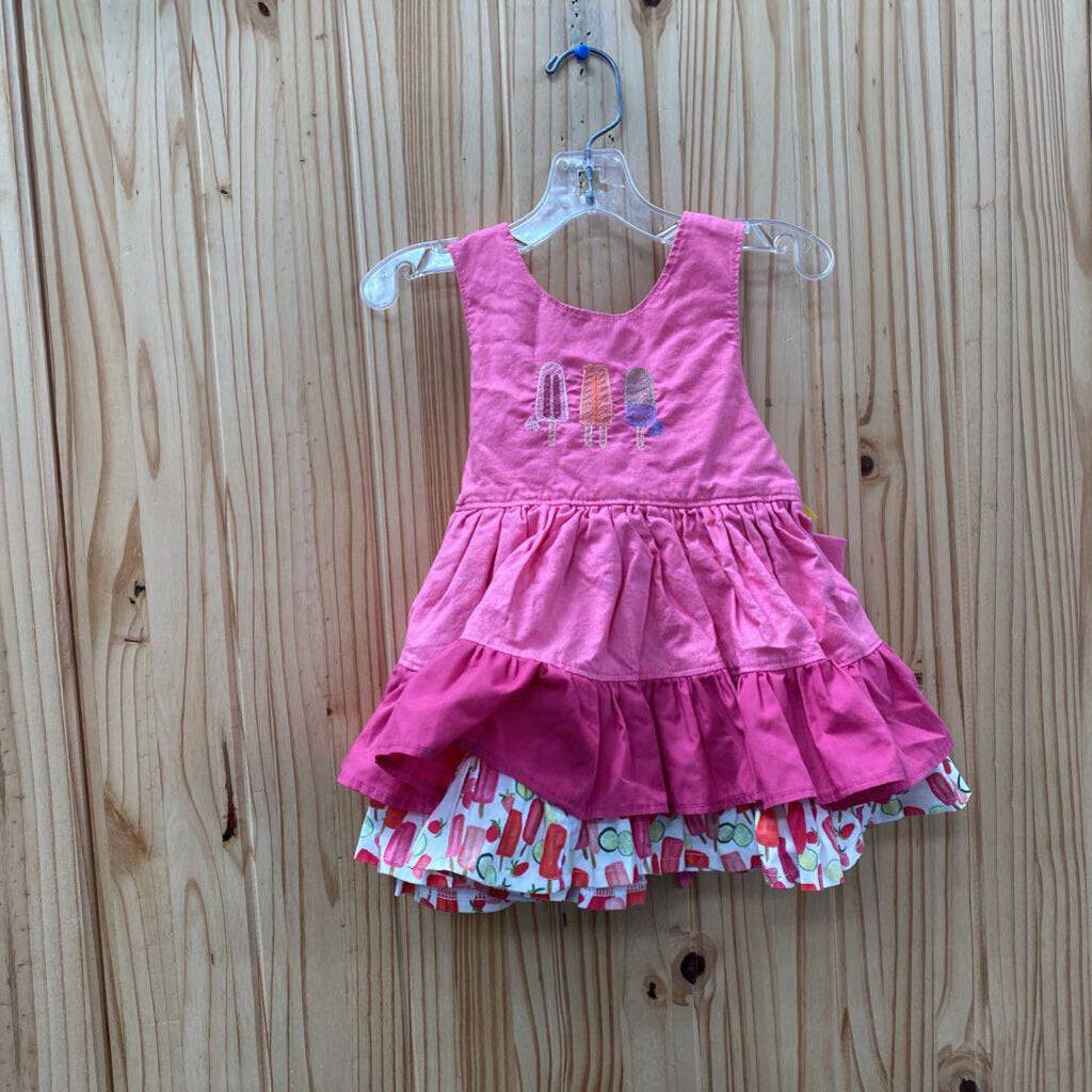 GIRLS PIECES OF EIGHT PINK SL DRESS W/POPSICLES 4