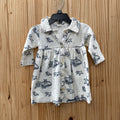 GIRLS KATE QUINN LS DRESS BLK/WHITE W/DOGS 6/12M