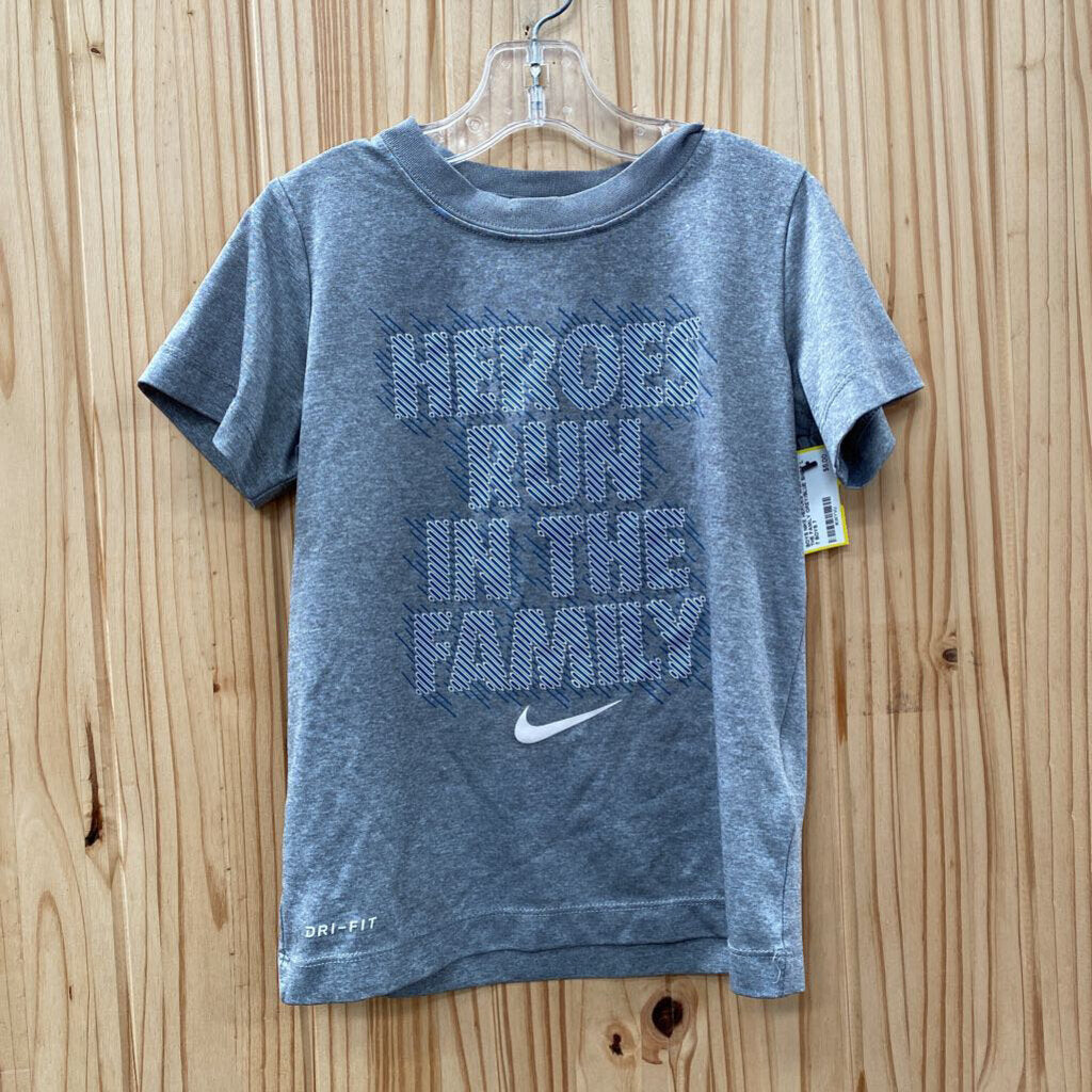 BOYS NIKE HEROES WUN WITH IN THE FAMILY GREY/BLUE SHIRT L 7