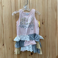 GIRLS MUDPIE HELLO DARLING DRESS LT PINK/GREY/TAUPE 4T