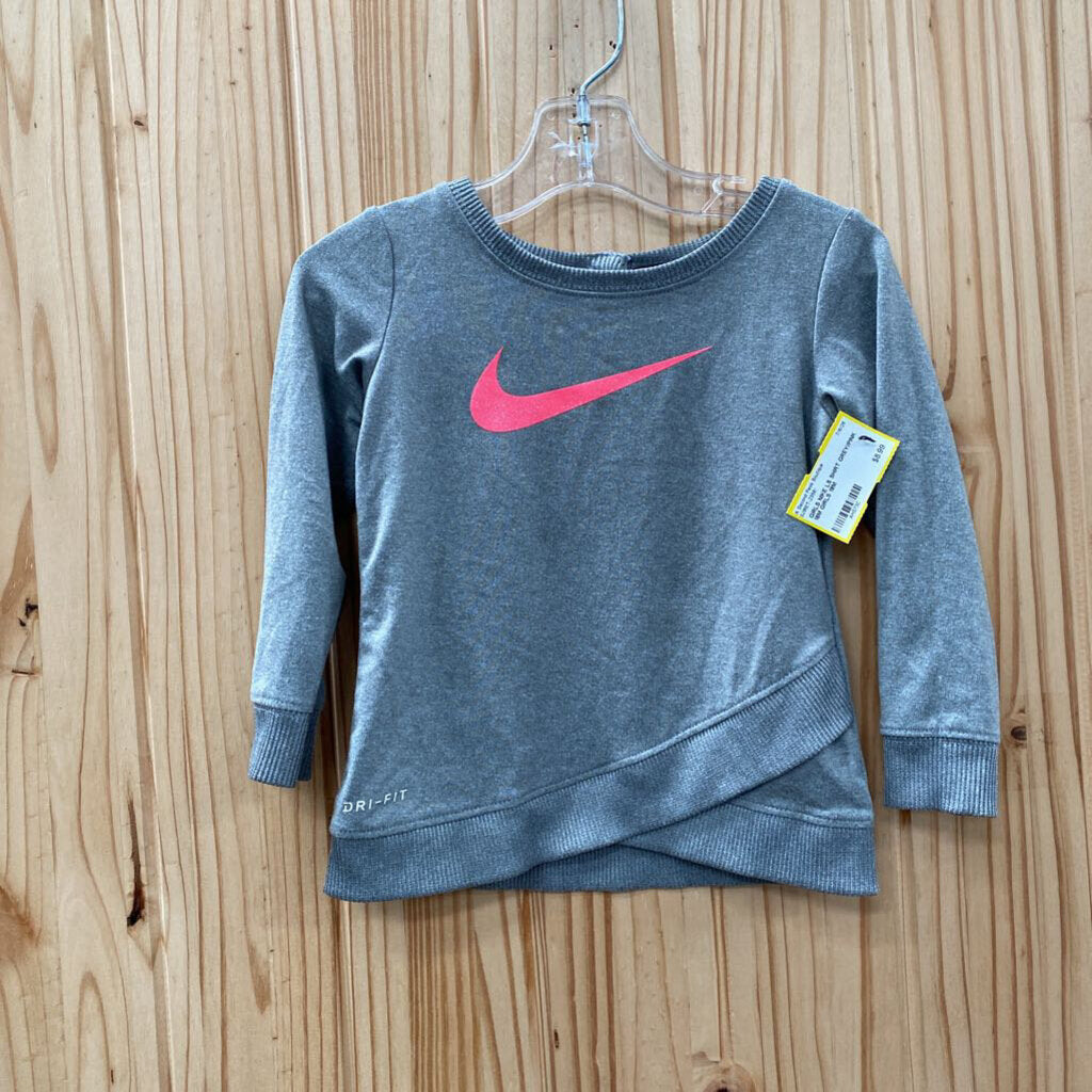 GIRLS NIKE LS SHIRT GREY/PINK 18M