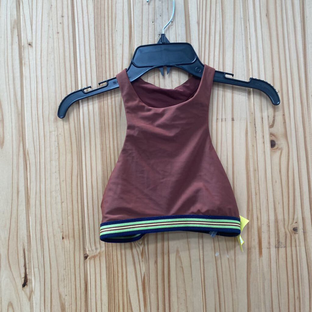 WOMENS AERIE SPORTS BRA BROWN/LIME GREEN XS
